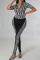 Black Brown Fashion Casual Print Patchwork Zipper Collar Short Sleeve Two Pieces