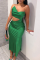 Green Sexy Solid Hollowed Out Spaghetti Strap Trumpet Mermaid Dresses