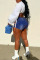 Deep Blue Casual Street Solid Bandage Patchwork High Waist Straight Denim Shorts
