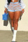 Deep Blue Casual Street Solid Bandage Patchwork High Waist Straight Denim Shorts