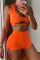 Orange Sexy Casual Solid Hollowed Out Draw String U Neck Sleeveless Two Pieces