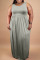 Grey Fashion Casual Solid Basic O Neck Vest Dress