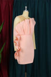 Pink Fashion Casual Solid Make Old O Neck Evening Dress