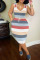 Multicolor Fashion Casual Print Basic U Neck Vest Dress