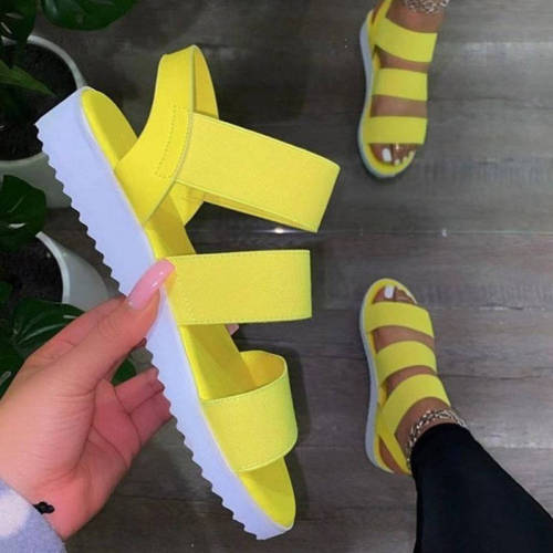 Yellow Fashion Casual Hollowed Out Patchwork Solid Color Round Out Door Shoes