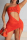 Orange Fashion Sexy Print Hollowed Out Backless One Shoulder Sleeveless Dress