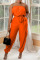 Red Casual Solid Patchwork Strapless Regular Jumpsuits