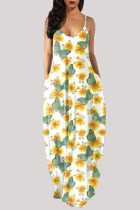 Green Fashion Sexy Casual Butterfly Print Backless Spaghetti Strap Long Dress Dresses