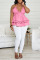 Pink Celebrities Solid Patchwork Spaghetti Strap Tops