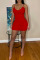 Rose Red Sexy Solid Split Joint Spaghetti Strap Pencil Skirt Dresses