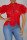 Red Fashion Sexy Solid Hollowed Out Patchwork Buckle Asymmetrical T-Shirts