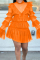 Orange Fashion Sexy Solid Patchwork See-through Turtleneck Long Sleeve Two Pieces