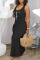 Black Casual Print Patchwork U Neck Long Dress Dresses