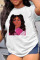 Pink Fashion Casual Print Basic O Neck T-Shirts