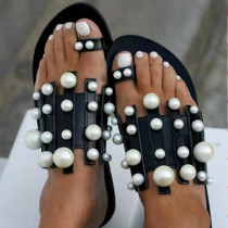 Black Fashion Casual Split Joint Beading Round Shoes