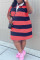 Pink Fashion Casual Striped Print Basic Turndown Collar Short Sleeve Dress Plus Size Dresses