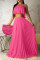 Pink Fashion Sexy Sleeveless Skirt Two-piece Set