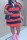Red Fashion Casual Plus Size Striped Print Basic Turndown Collar Short Sleeve Dress