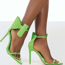 Green Fashion Casual Split Joint Solid Color With Bow Pointed Shoes