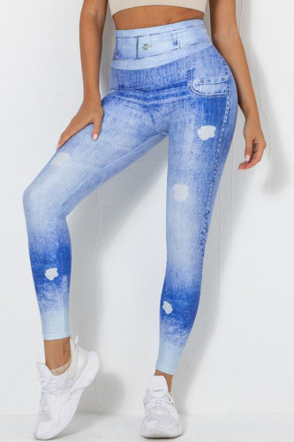 Water Blue Sportswear Print Patchwork