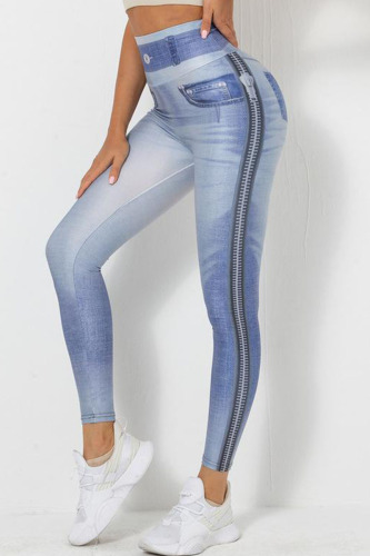 Blue Sportswear Print Patchwork