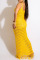 Yellow Sexy Solid Tassel Hollowed Out Patchwork Swimwears Cover Up
