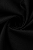 Black Sexy Solid Patchwork Halter Dresses