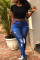 Baby Blue Fashion Casual Solid Ripped High Waist Skinny Denim Jeans