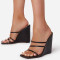 Black Fashion Casual Patchwork Solid Color Pointed Wedges Shoes