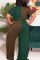 Ink Green Casual Solid Bandage Patchwork O Neck Plus Size Two Pieces