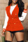 Orange Casual Solid Patchwork Buckle Turn-back Collar Outerwear