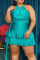 Sky Blue Sexy Solid Patchwork Flounce O Neck A Line Plus Size Dresses