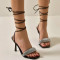 Black Fashion Casual Bandage Hollowed Out Split Joint Rhinestone Shoes