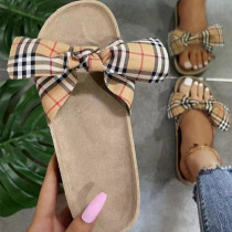 Khaki Fashion Casual Split Joint With Bow Round Comfortable Shoes