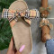 Khaki Fashion Casual Patchwork With Bow Round Comfortable Shoes