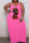 Pink Casual Print Patchwork Spaghetti Strap Sling Dress Plus Size Dresses