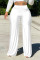 White Casual Solid Patchwork High Waist Straight Solid Color Bottoms