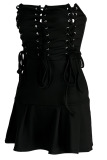 Black Fashion Sexy Solid Backless Strap Design Strapless Sleeveless Dress Dresses