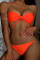 Orange Sexy Vacation Solid Split Joint Chains Swimwears