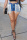 Medium Blue Fashion Casual Solid Tassel Split Joint High Waist Skinny Denim Shorts