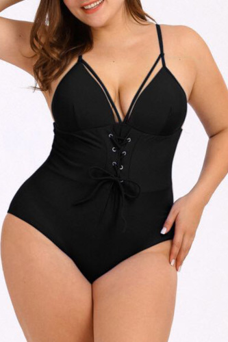 Black Fashion Sexy Print Patchwork Backless Swimwears (With Paddings)