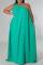 Green Casual Solid Bandage Split Joint Oblique Collar Straight Plus Size Dresses