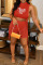 Red Sexy Casual Letter Bandage See-through Mesh O Neck Sleeveless Two Pieces