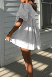 White Casual Solid Flounce One Shoulder Cake Skirt Dresses