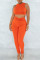 Orange Fashion Casual Sportswear Solid Vests Pants O Neck Sleeveless Two Pieces