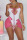 Pink Sexy Solid Bandage Hollowed Out Patchwork Asymmetrical Spaghetti Strap Two Pieces