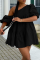 Black Casual Solid Flounce One Shoulder Cake Skirt Dresses