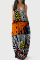 Colour Casual Print Patchwork Spaghetti Strap Dresses