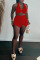 Red Fashion Casual Solid Patchwork Backless Halter Sleeveless Two Pieces
