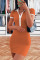 Apricot Casual Solid Split Joint Turndown Collar Pencil Skirt Dresses